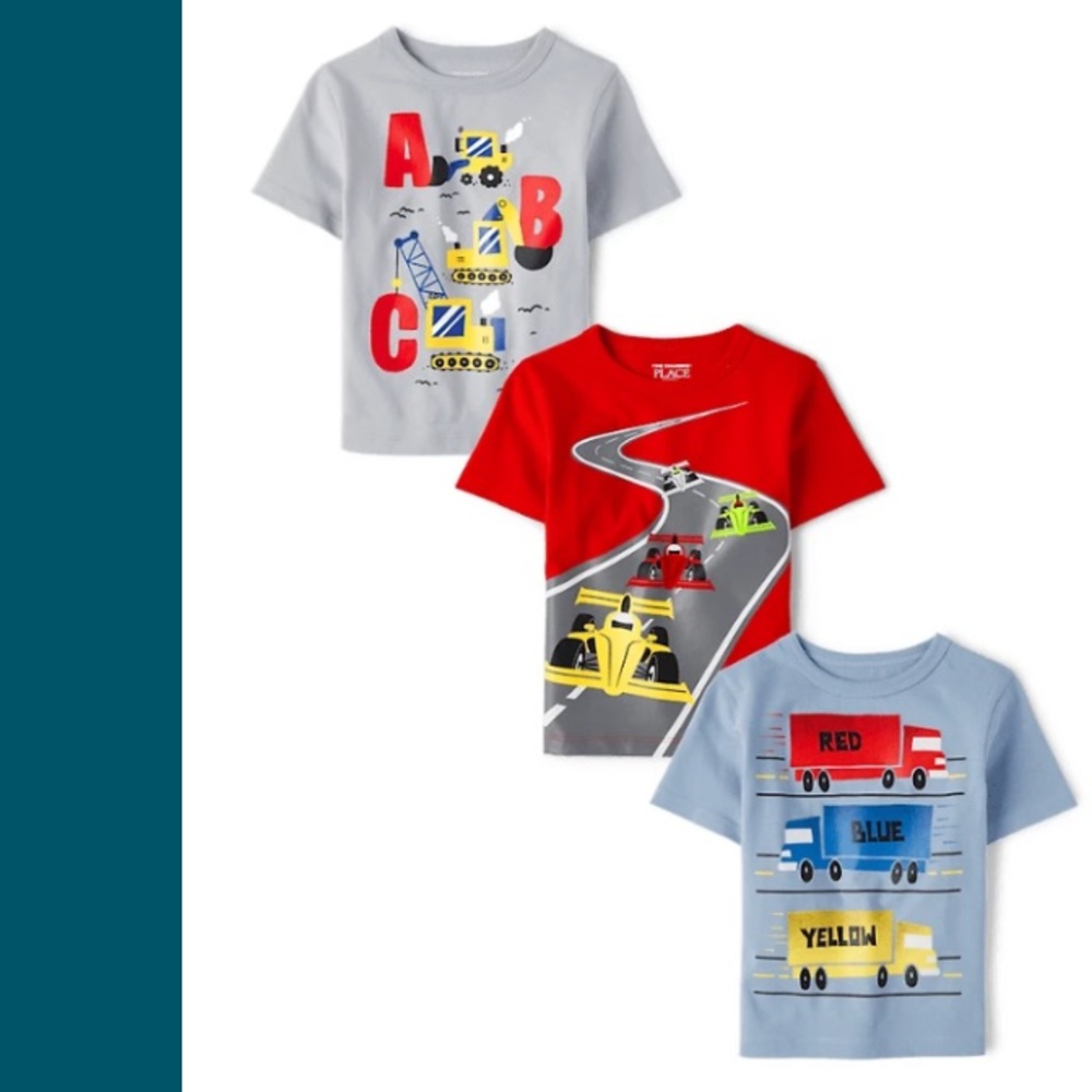 NWT Alphabet Vehicle Graphic Tee 3-Pack